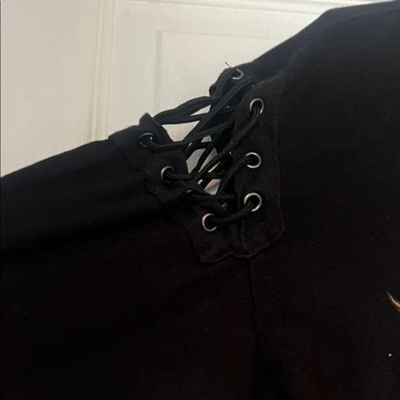 Forever 21 Black Van Halen Tee with Lace Up Sleeve Detail - Picture 5 of 7